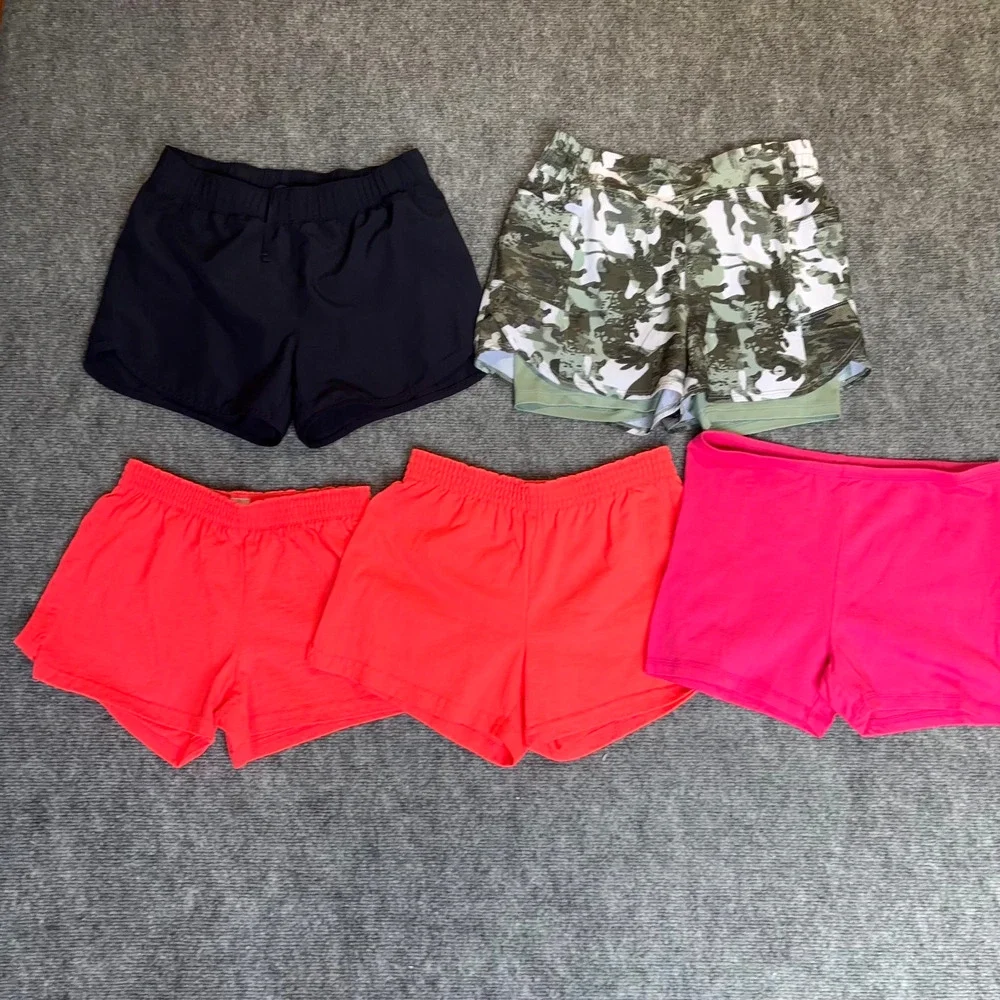 Girls Shorts Lot 5 Athletic Activewear Old Navy Soffe Avia Sizes L-XXL 10-16